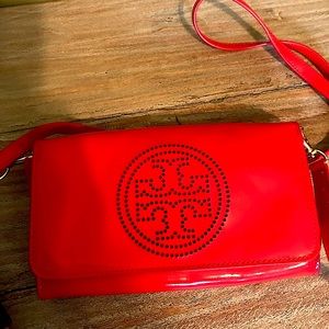 Tory Burch stunning red patent leather handbag.